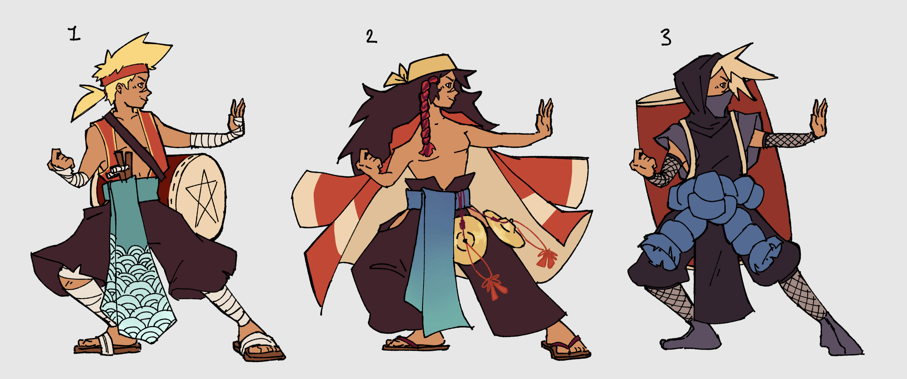 Outfit explorations for Takashi