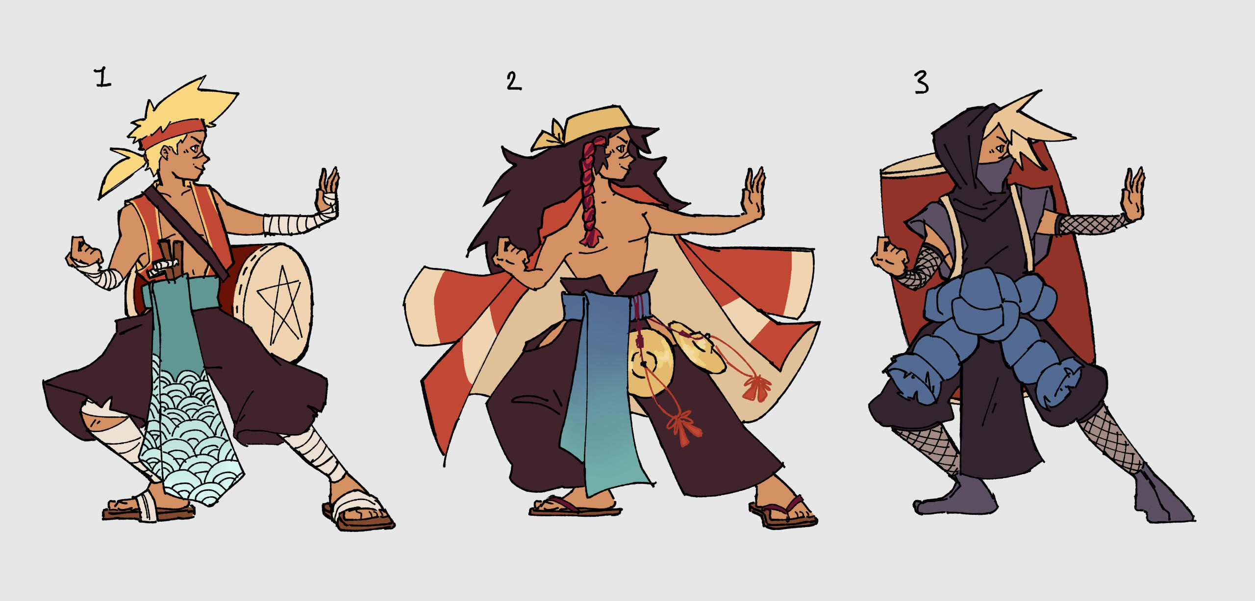 Outfit explorations for Takashi