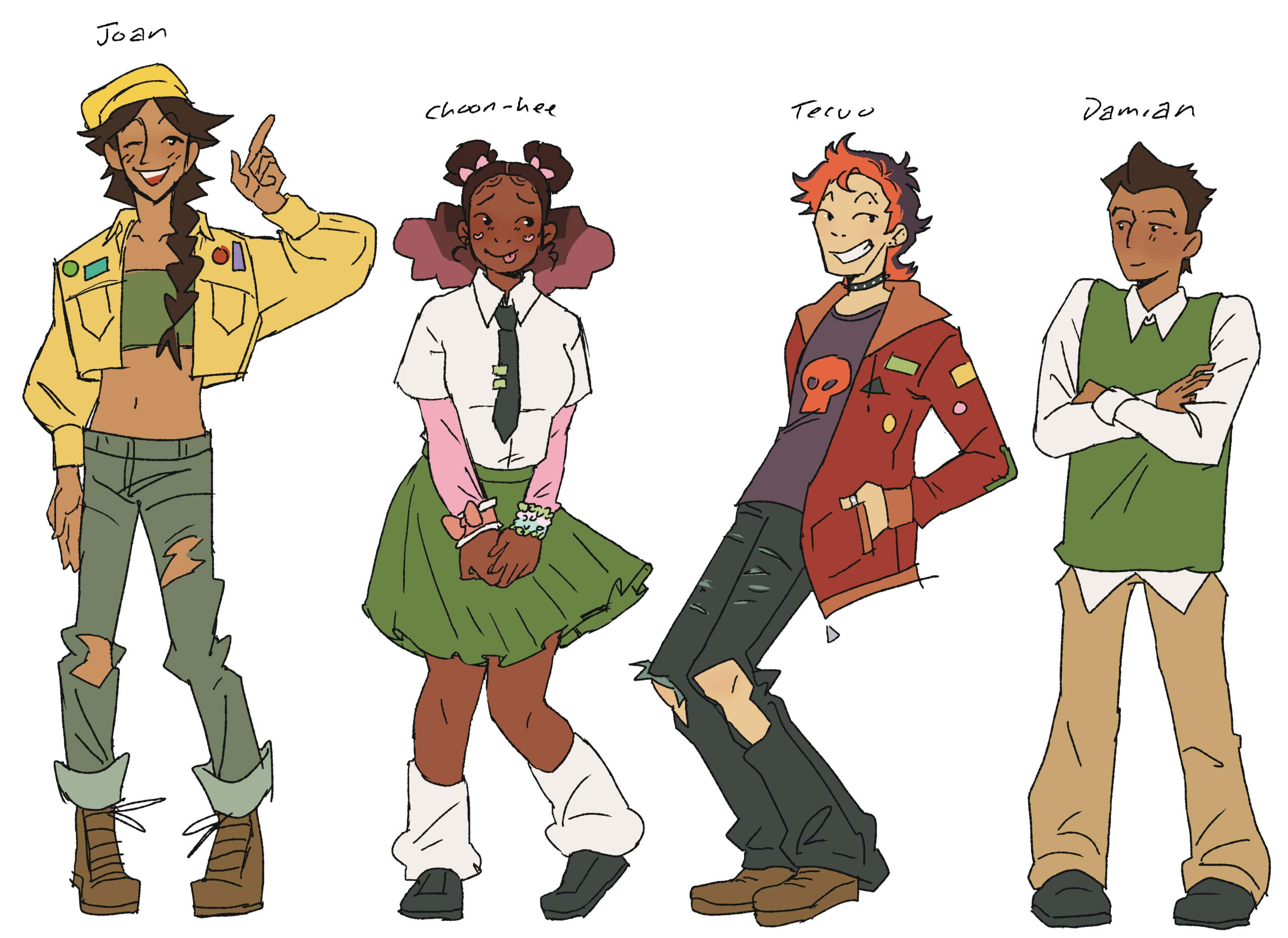 A line-up of teenage friends